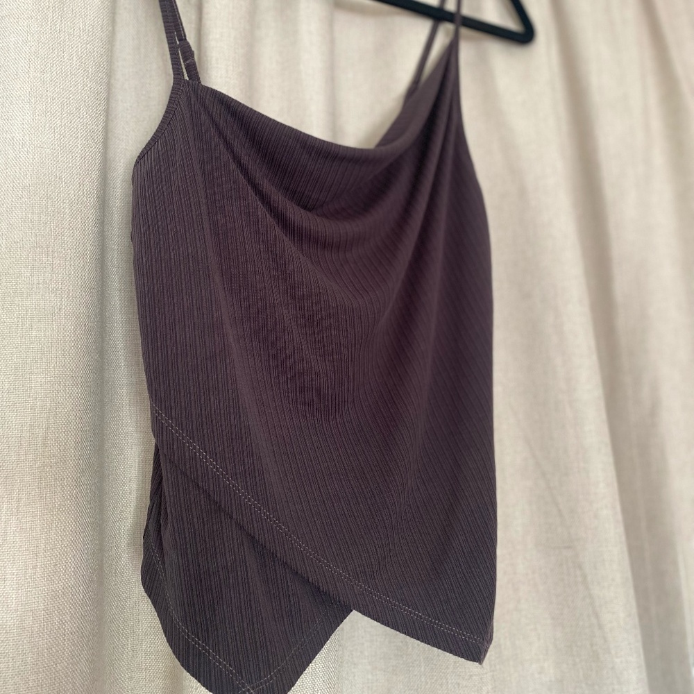 line and dot Dark Gray Layered Crop Top, XS